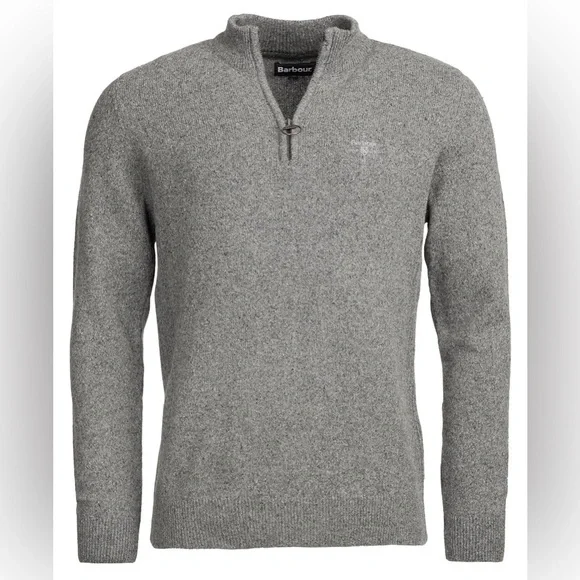Barbour Mens Tisbury Half Quarter Zip Sweater XXL Grey Heather Wool Silk Classic